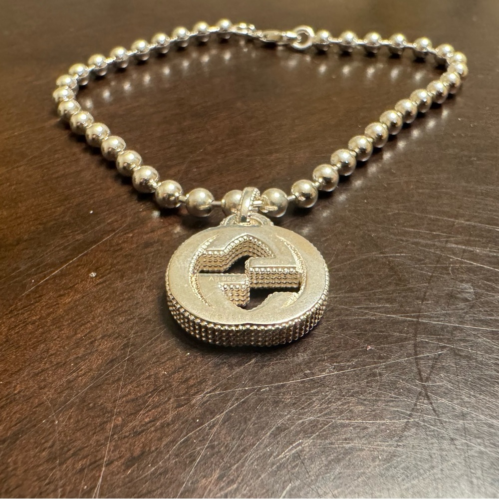 New Authentic Gucci GG Logo Silver Beads Bracelet - Picture 3 of 8